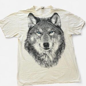 Fruit of the Loom Cream Wolf Graphic T-Shirt
